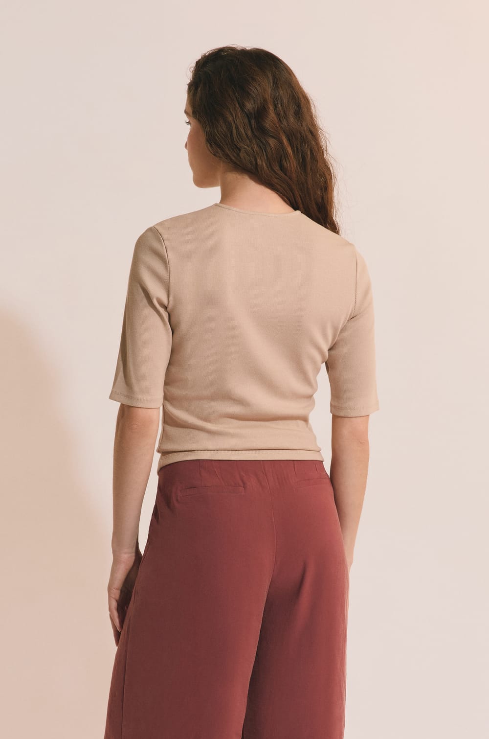 T-shirt manches 3/4 en coton;${refinementColor}