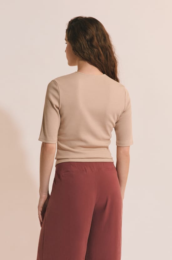 T-shirt manches 3/4 en coton;${refinementColor}