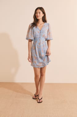 Robe longue col v &agrave; motifs;${refinementColor}