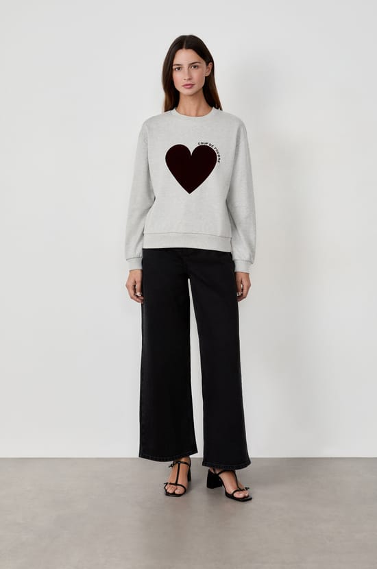 Sweat imprimé cœur;${refinementColor}