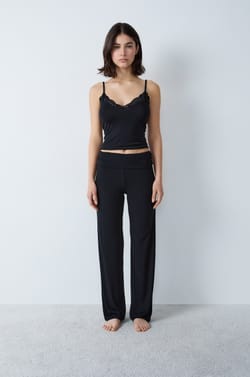 Pantalon de pyjama large en modal;${refinementColor}