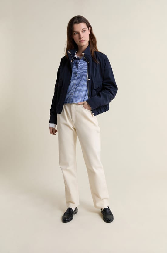 Straight Cut Cotton Jeans;${refinementColor}