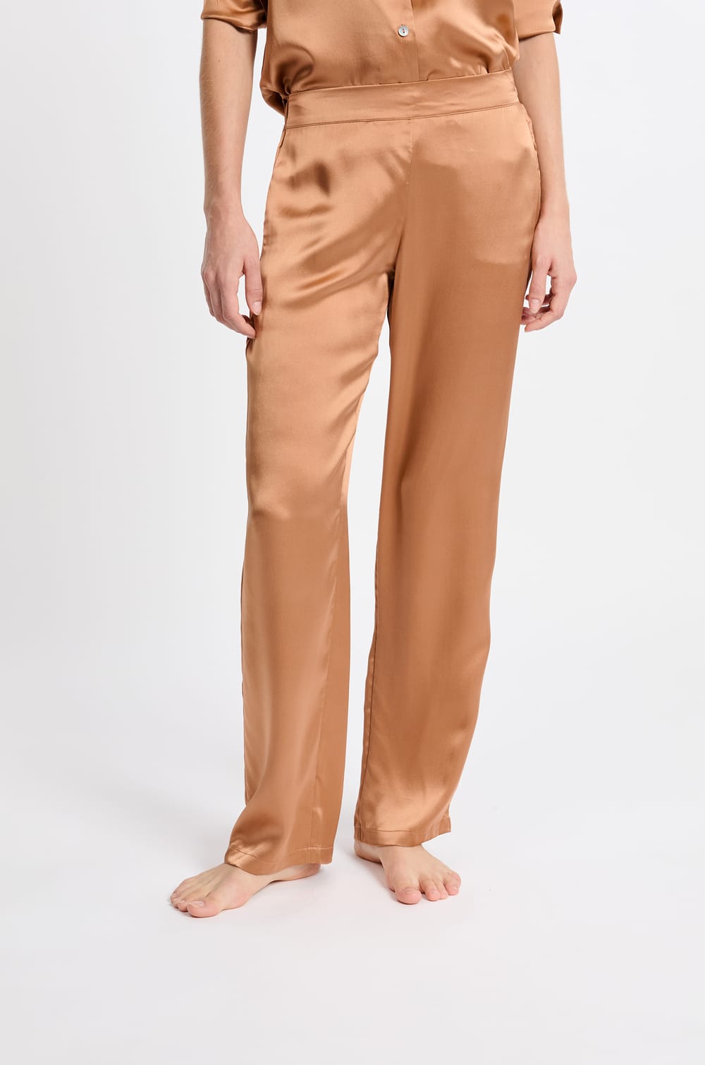 Pantalon de pyjama en soie;${refinementColor}