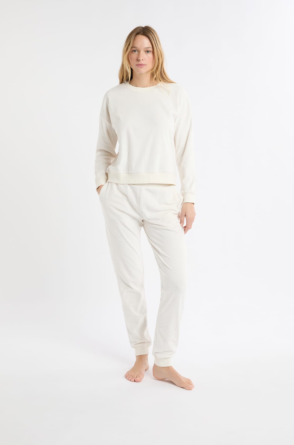 Pyjama Sweatshirt with Star Motifs;${refinementColor}