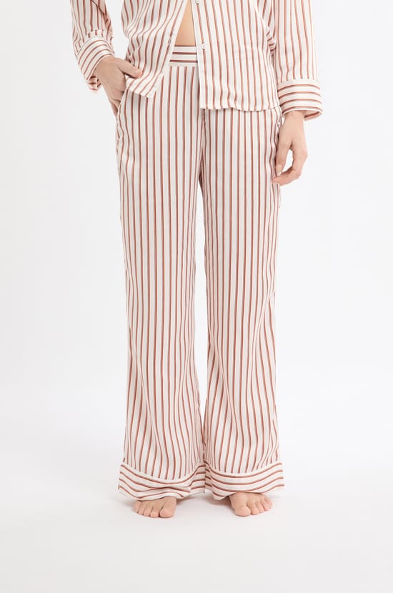Striped Satin Pyjama Trousers;${refinementColor}