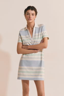 Robe courte &agrave; rayures en coton;${refinementColor}