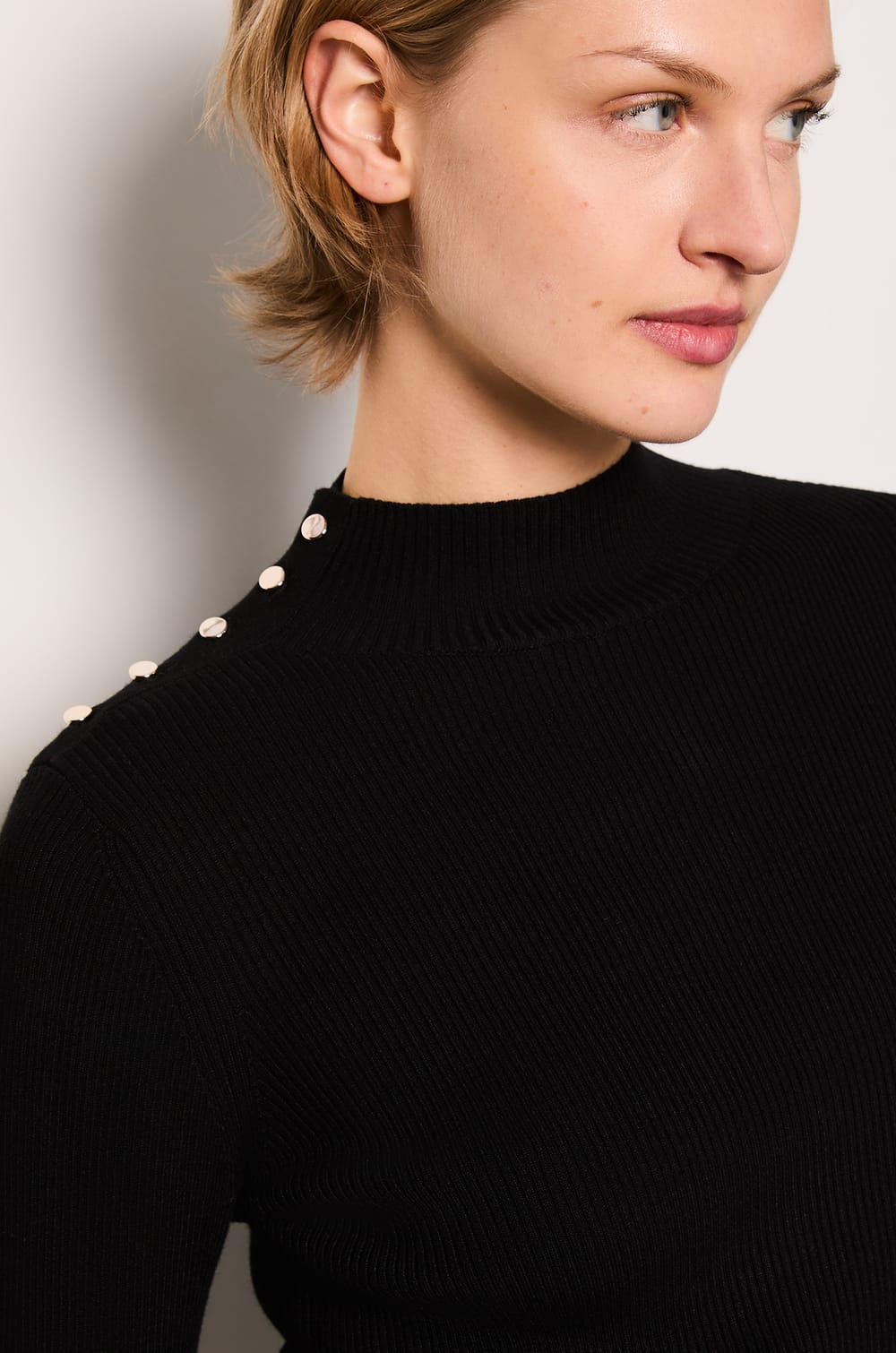 Ribbed Sweater with Button Details;${refinementColor}