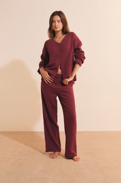 Pantalon de pyjama &agrave; motifs en coton;${refinementColor}