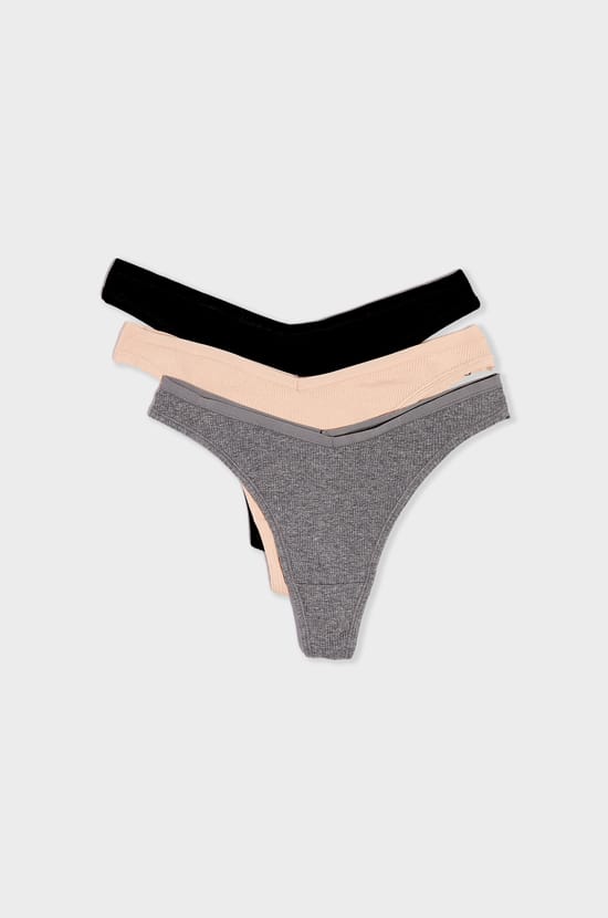 Lot de 3 tangas en coton;${refinementColor}