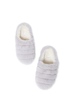 Faux Fur Mule Slippers;${refinementColor}