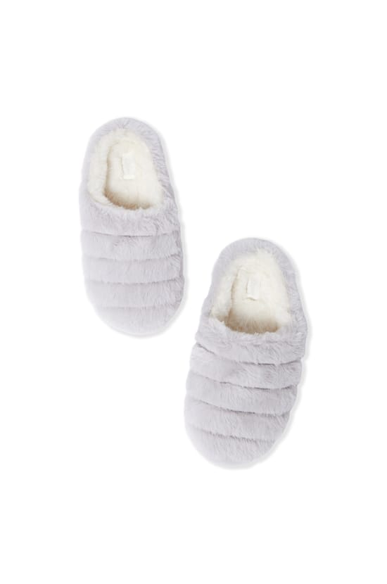 Faux Fur Mule Slippers;${refinementColor}