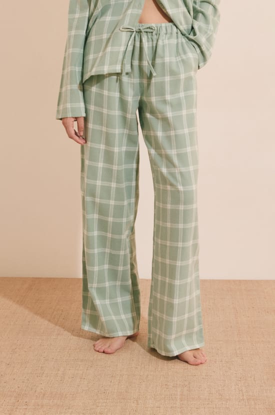 Pantalon de pyjama &agrave; carreaux en coton;${refinementColor}
