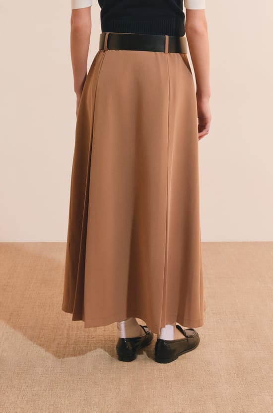 Jupe midi &agrave; pinces;${refinementColor}