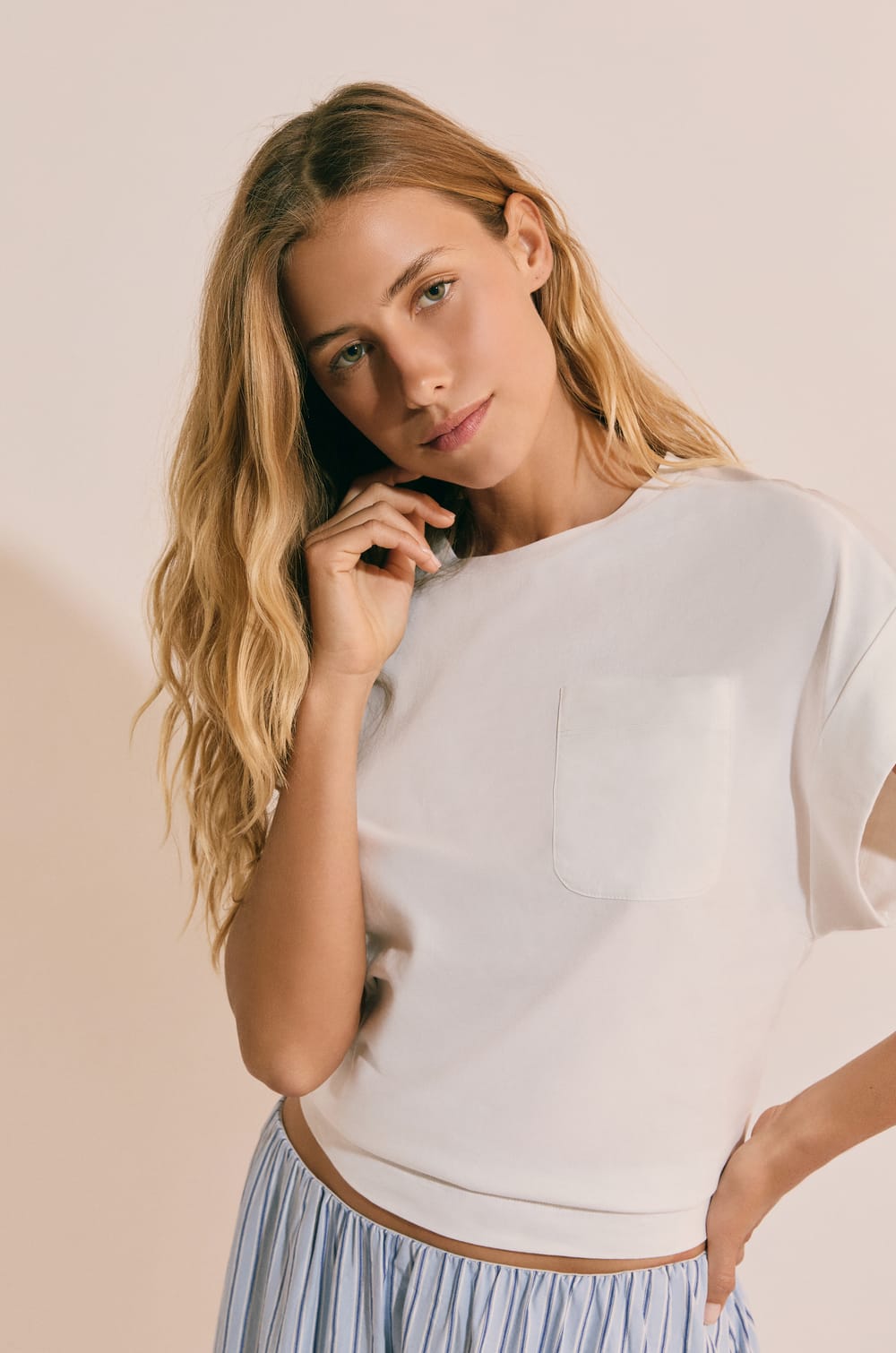 T-shirt &agrave; manches courtes en coton;${refinementColor}