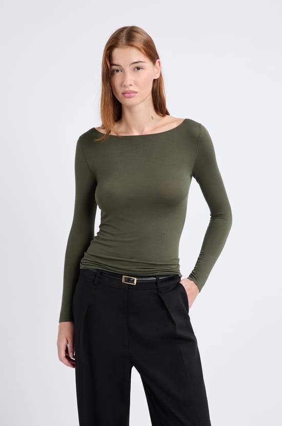 T-shirt thermique col bateau;${refinementColor}