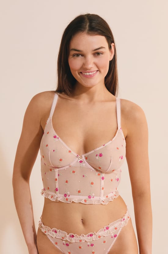 Bustier Bra with Embroidery;${refinementColor}
