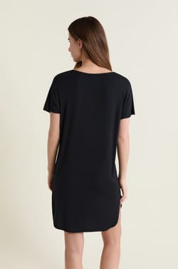 Modal nightshirt with lace neckline;${refinementColor}