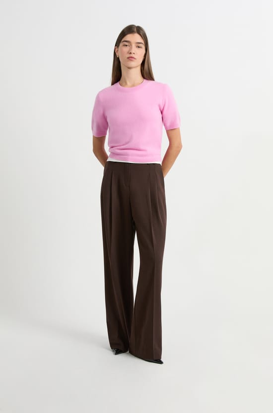 Pull manches courtes en cachemire;${refinementColor}