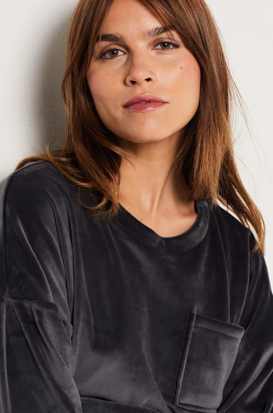 Sweat de pyjama en velours;${refinementColor}