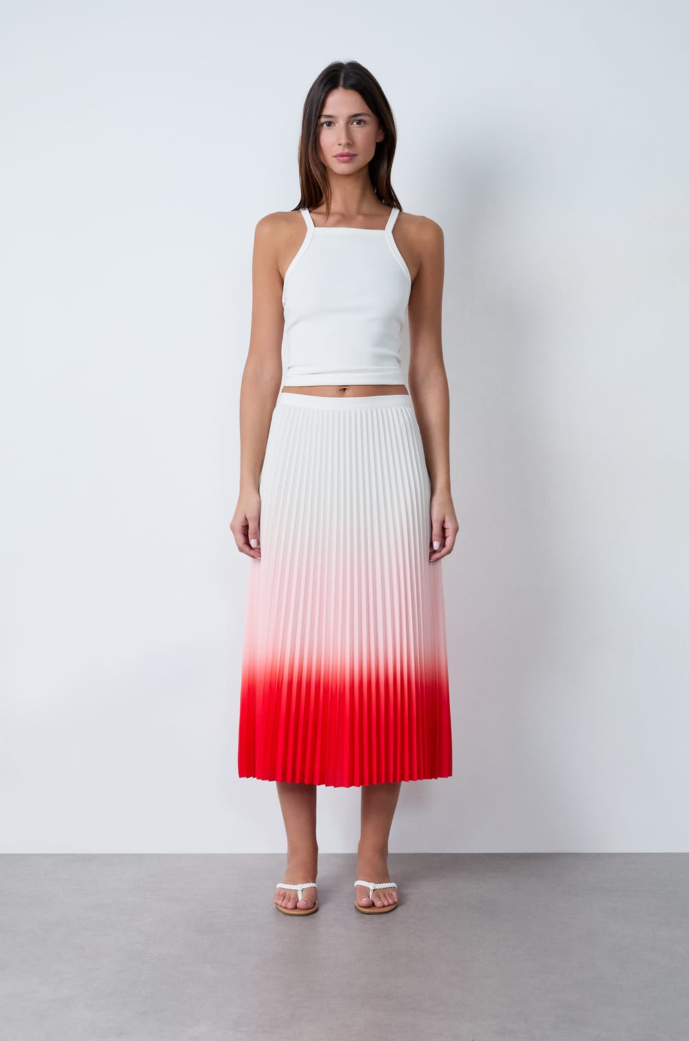 Long Pleated Skirt;${refinementColor}