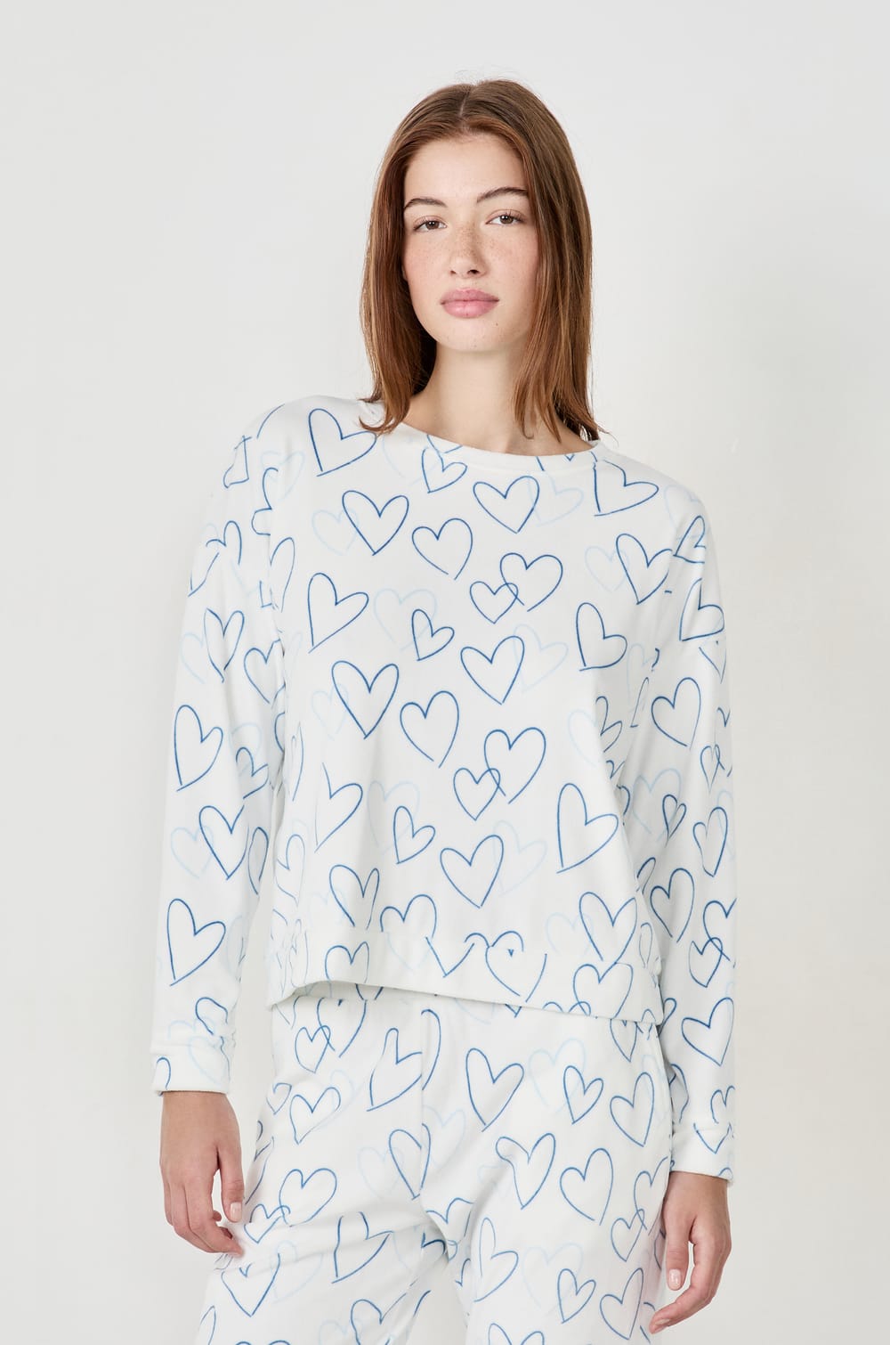 Sweat de pyjama avec des cœurs;${refinementColor}