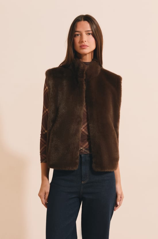 Gilet sans manches en fausse fourrure;${refinementColor}