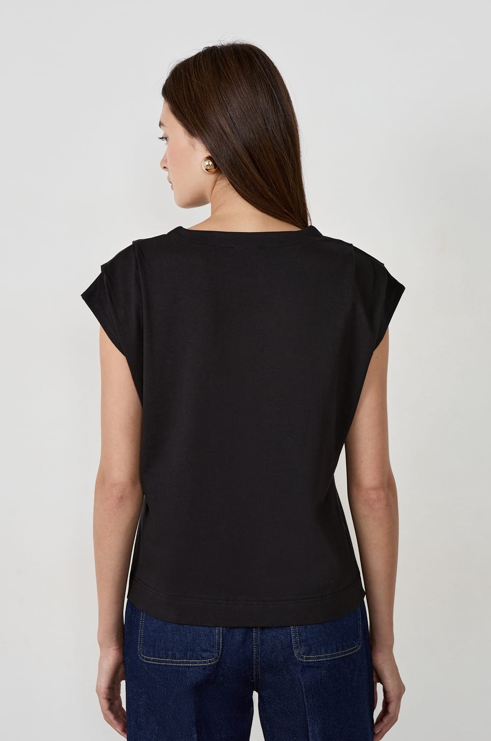 T-shirt col rond en coton;${refinementColor}