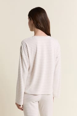 Pyjama sweatshirt met strepen;${refinementColor}