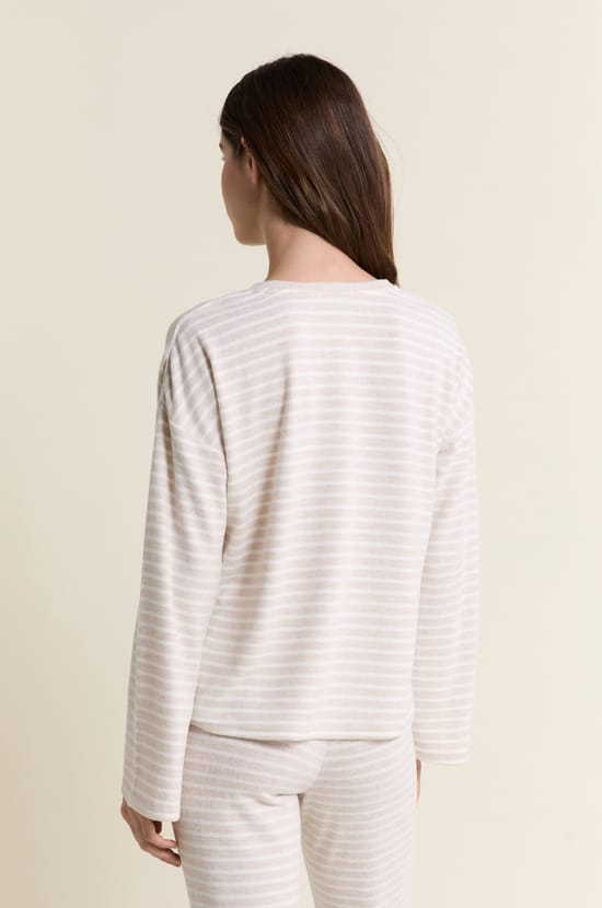 Sweatshirt de pyjama &agrave; rayures;${refinementColor}
