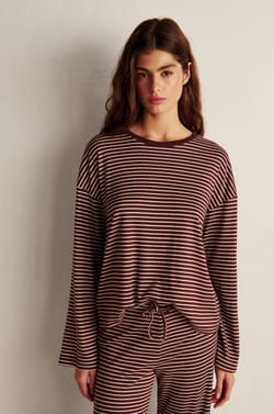 Striped Pajama Sweatshirt;${refinementColor}