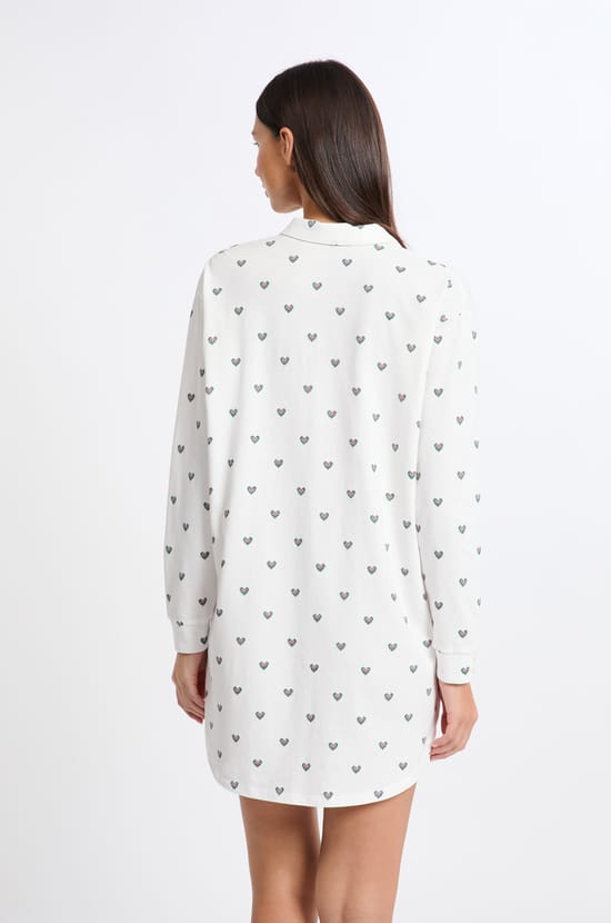Chemise de nuit en coton à motifs;${refinementColor}