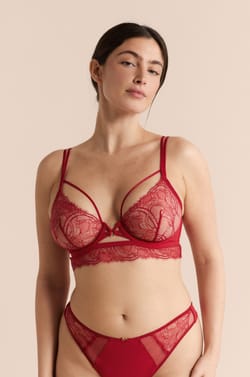 Bustier Bra in Lace with Ties;${refinementColor}