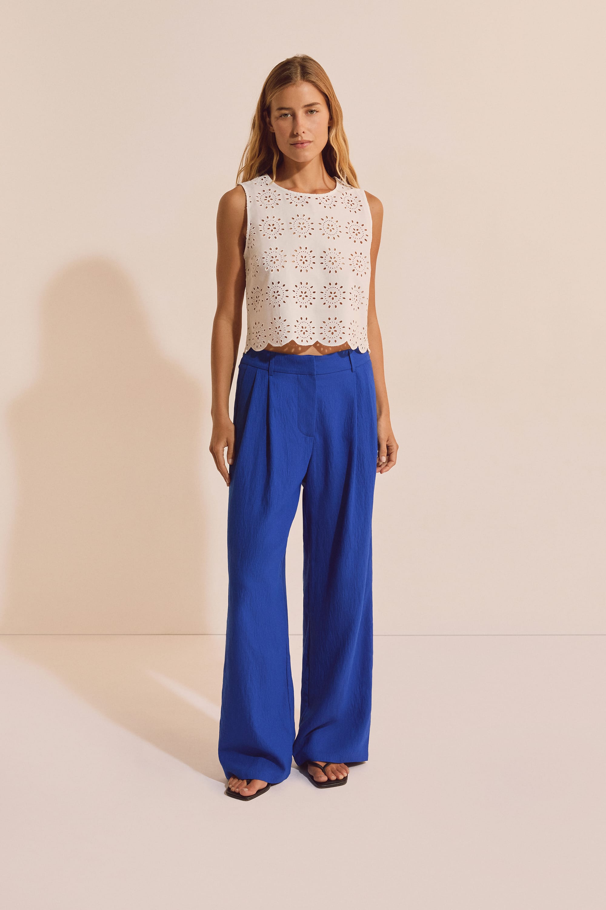 Sleeveless Top With Eyelet Embroidery Details - CHIFFLY BROD