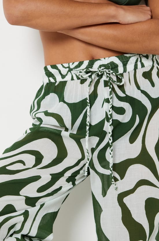 Pantalon de plage à motif en coton;${refinementColor}