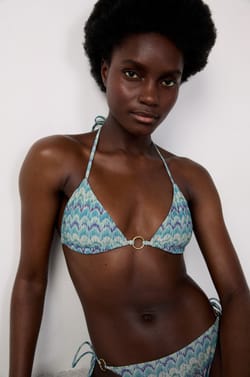 Triangle Bikini Top With Ring Detail;${refinementColor}