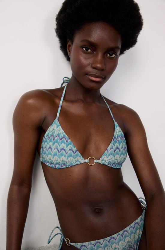 Triangle Bikini Top With Ring Detail;${refinementColor}