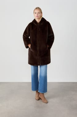 Long Faux Fur Coat;${refinementColor}