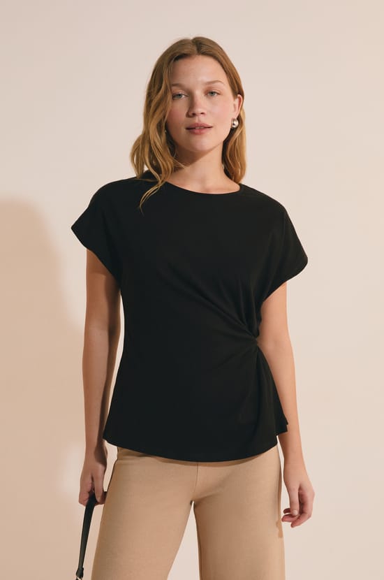 T-shirt manches courtes drapp&eacute;;${refinementColor}