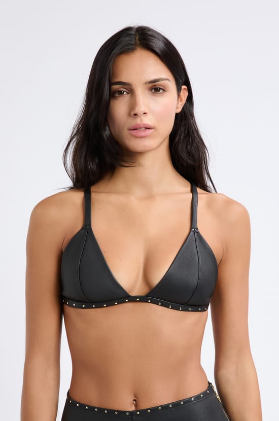 Triangle leather bra;${refinementColor}