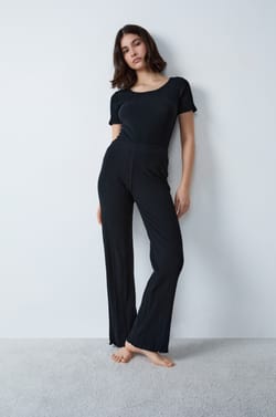 Pantalon de pyjama en maille côtelée Richelieu ;${refinementColor}