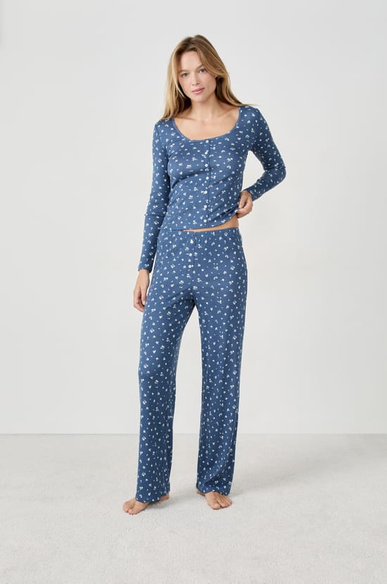 Pantalon de pyjama à fleurs;${refinementColor}