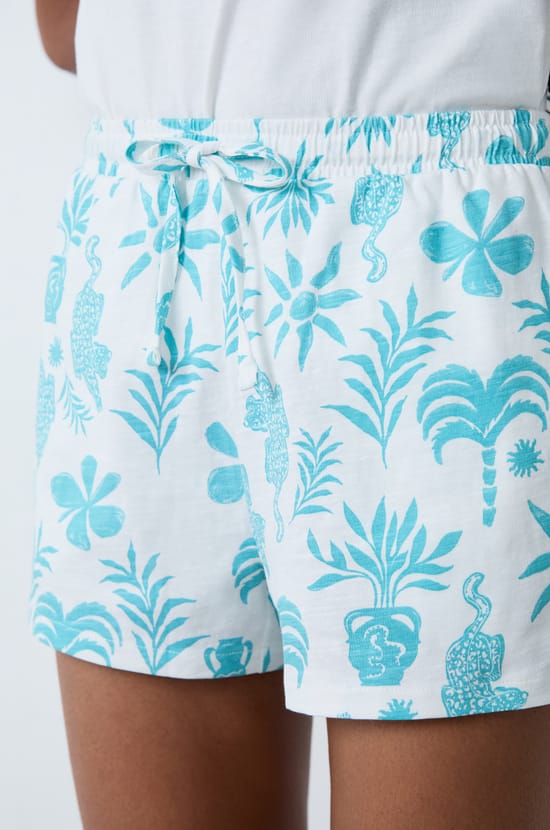 Pantalones cortos de pijama de algodón estampados;${refinementColor}