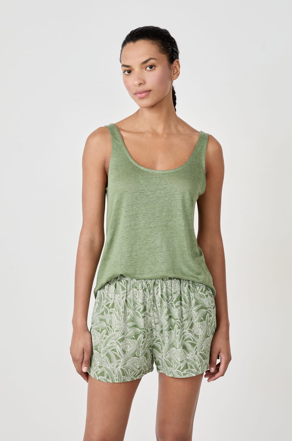 Printed Pajama Shorts;${refinementColor}
