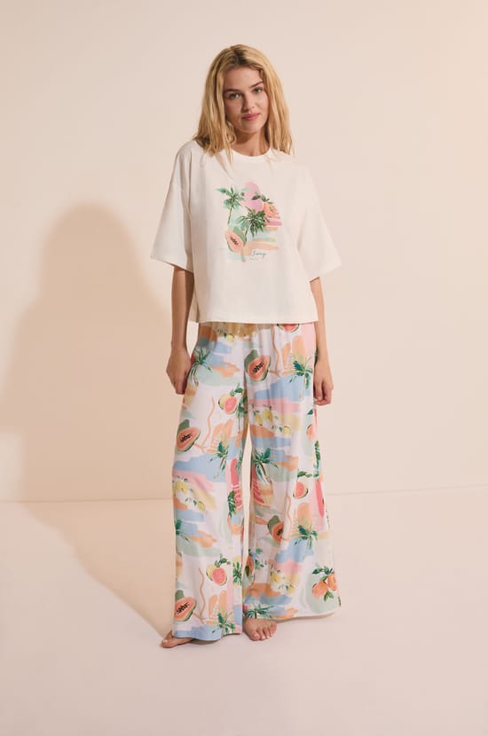 Pyjama T-shirt with Print;${refinementColor}