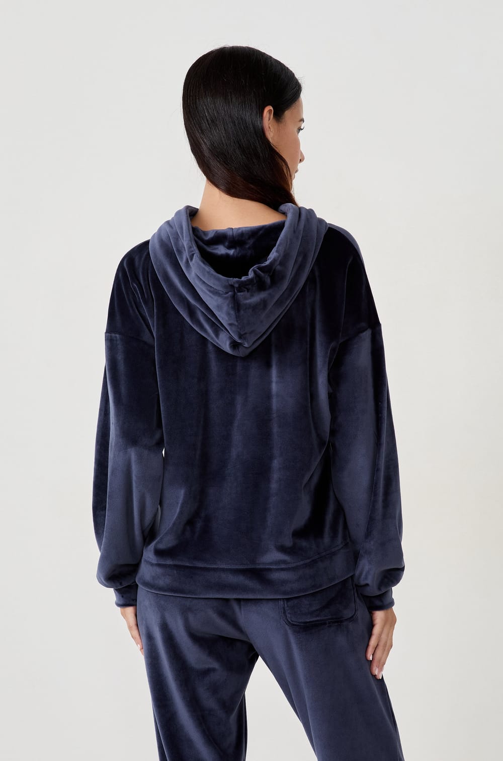 Sweatshirt à capuche effet velours;${refinementColor}