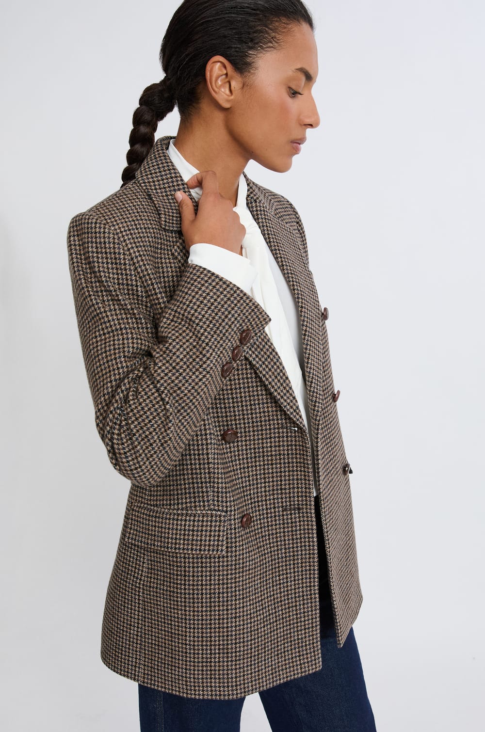 Chaqueta blazer a cuadros;${refinementColor}
