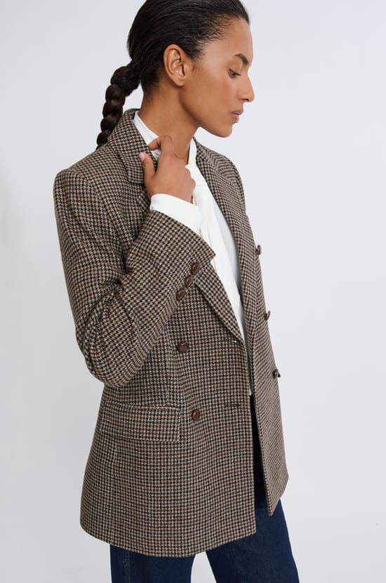 Veste blazer à carreaux;${refinementColor}