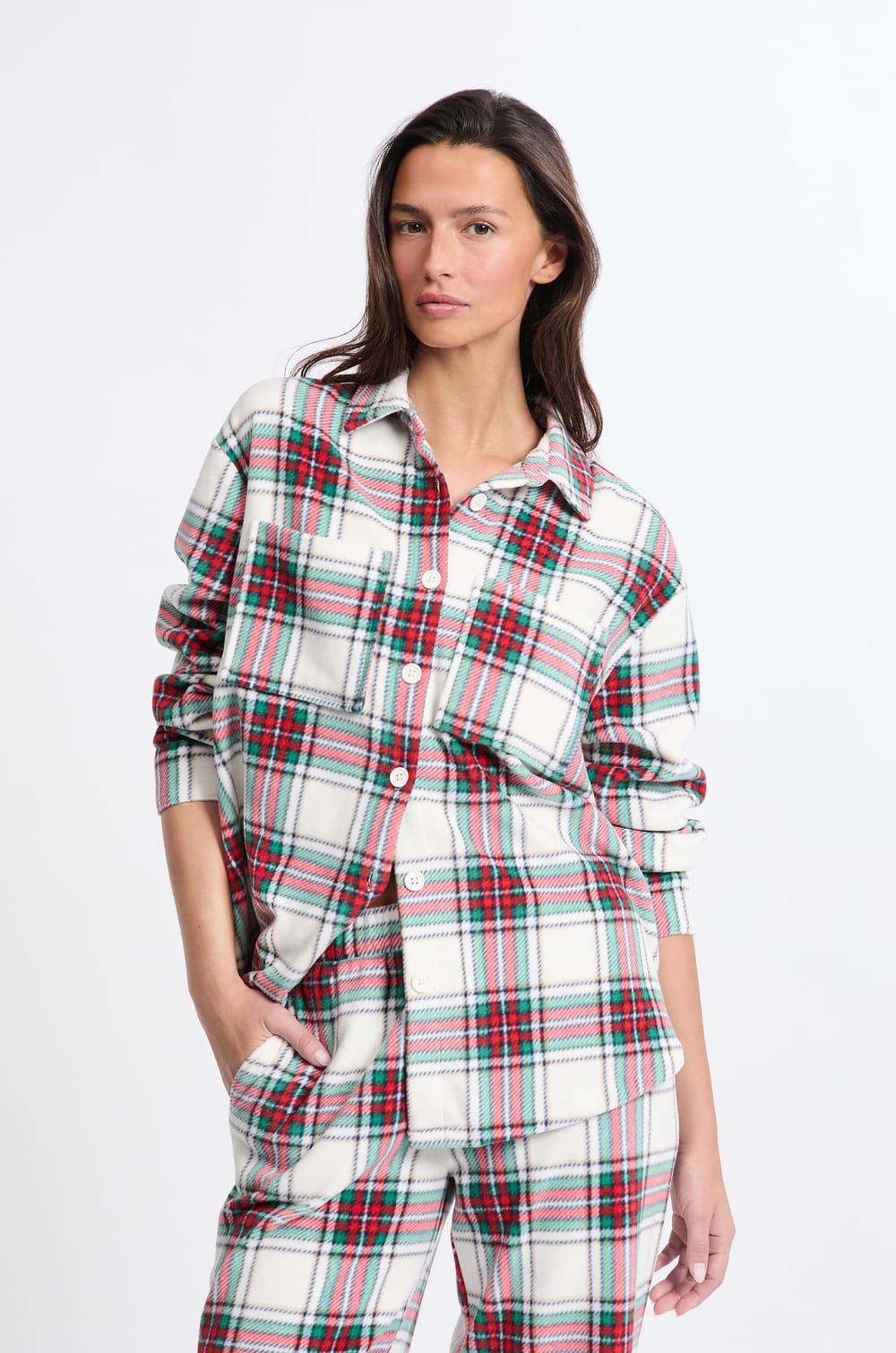 Chemise de pyjama à carreaux;${refinementColor}