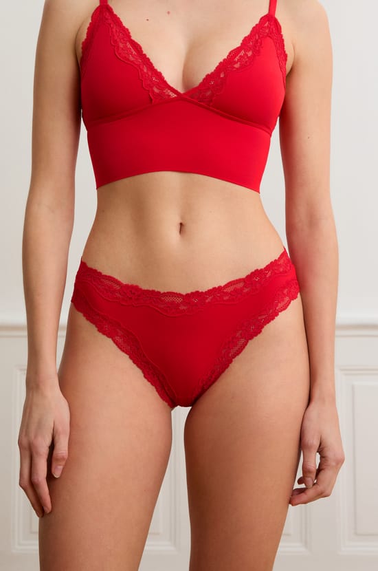 Culotte en microfibre avec d&eacute;tails en dentelle;${refinementColor}