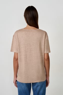 T-shirt col V 100% lin;${refinementColor}